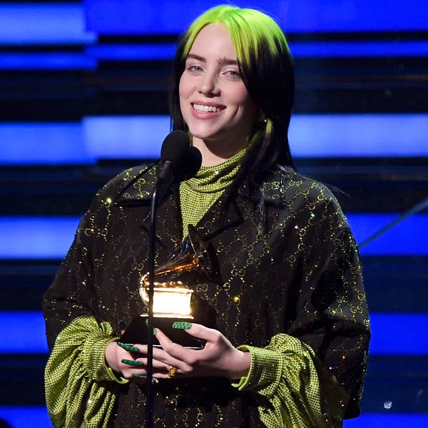 Billie Eilish shared the Grammy for song of the year with her brother, Finneas O’Connell.