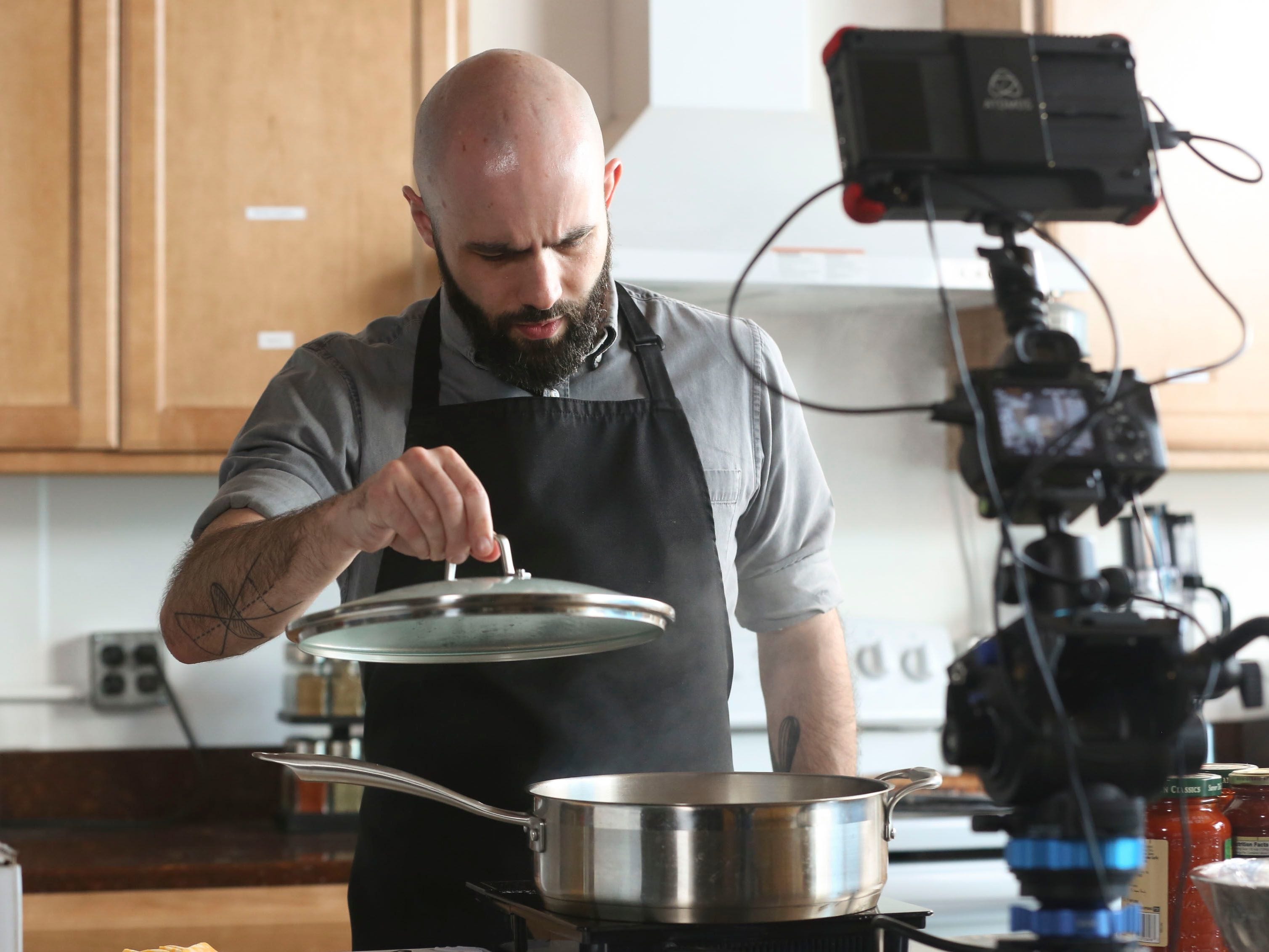 Andrew Rea, creator of the Youtube channel, Cooking with Babish filmed an episode at The Harley School on Tuesday, May 1, 2018.