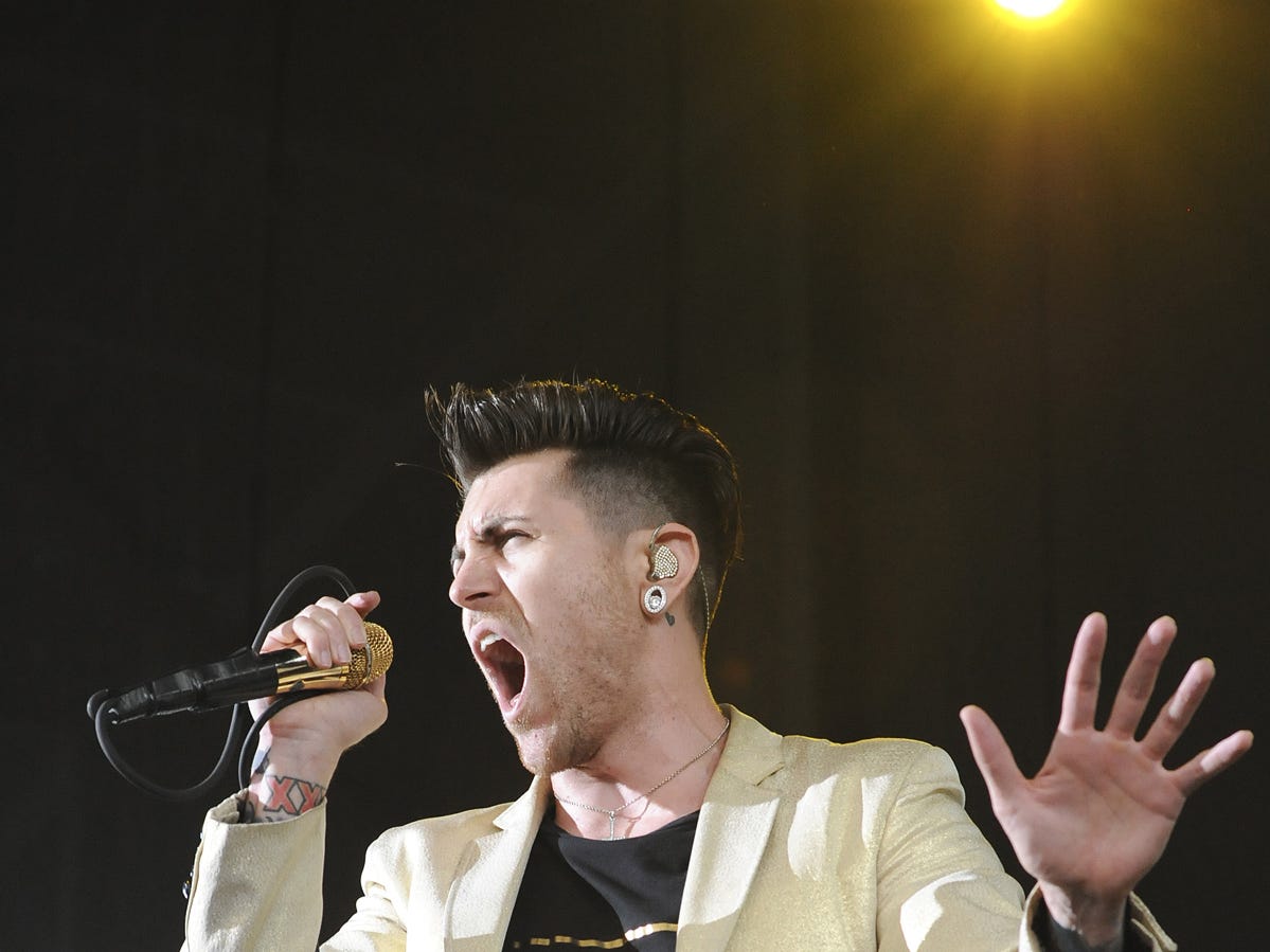 Frontman Davey Havok of opening act AFI performs at Darien Lake Performing Arts Center.