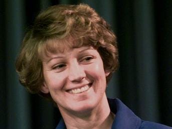 Eileen Collins was NASA's first female shuttle commander. She is from Elmira, N.Y.. July 28, 1999