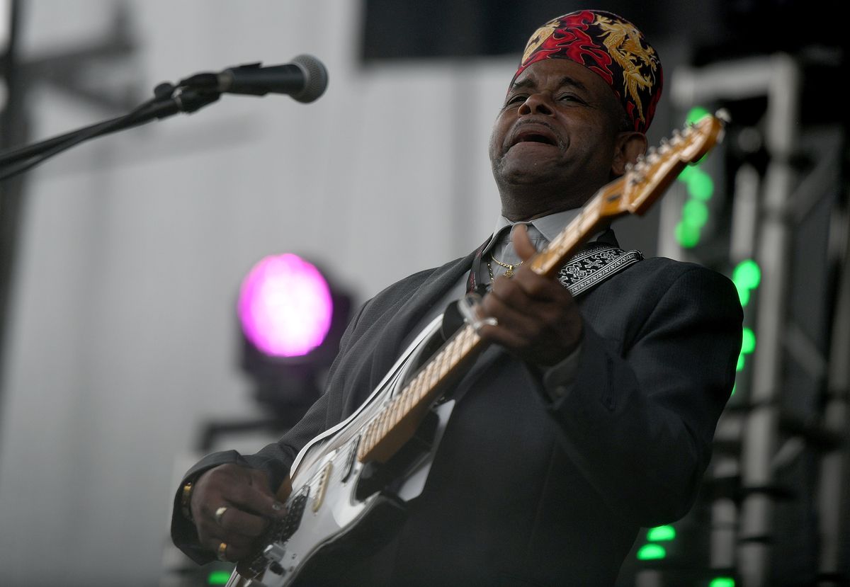 Lil’ Ed, of Lil’ Ed and the Blues Imperials, performs during the concert following the Rock “n” Roll Chicago Half Marathon and 10K in 2018 in Chicago.