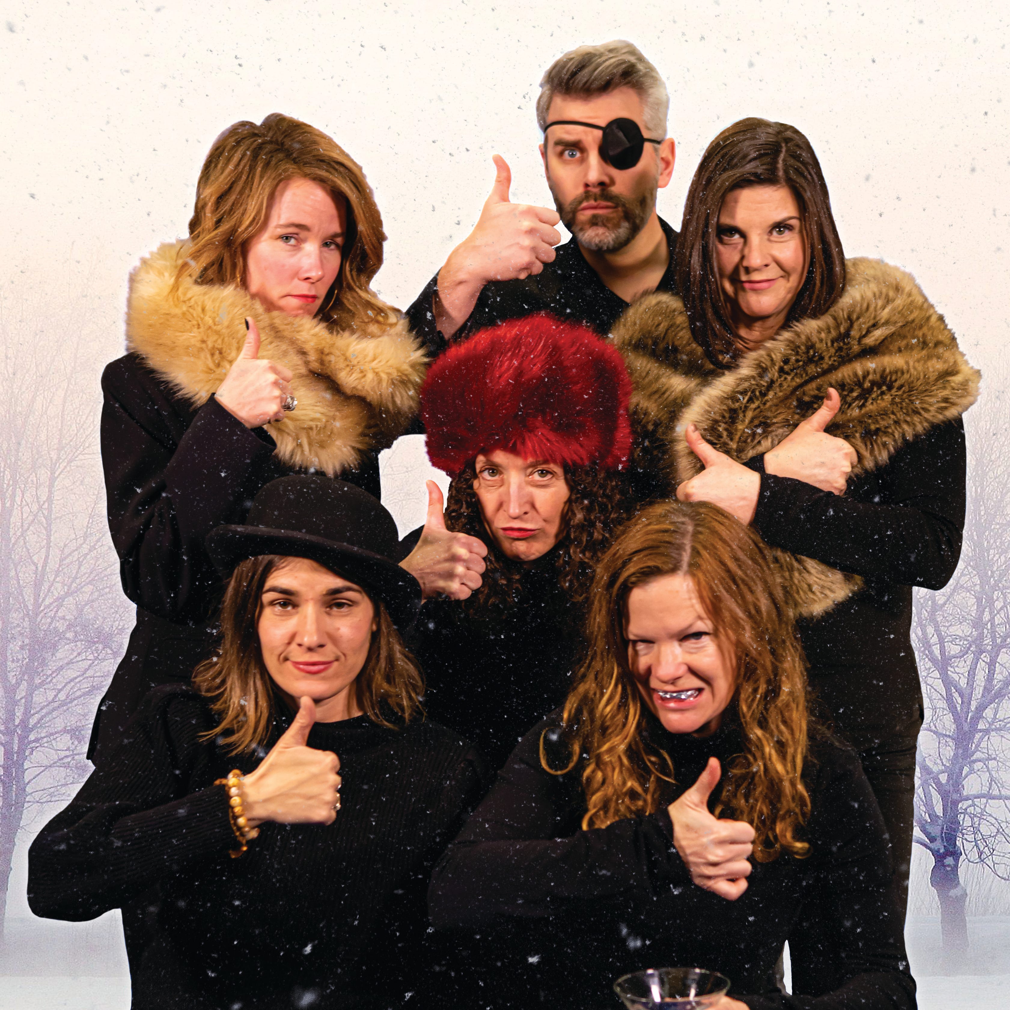 The Stealing from Work sketch-comedy troupe (left to right back row, Amy Halpin Riley, Jory Raphael and Geeda Searfoorce; center, Marianne DiMascio; and front row, Alex Hudson and Chris Caswell) performs its latest show, "From Russia with Likes," Feb. 5-9 in Burlington.