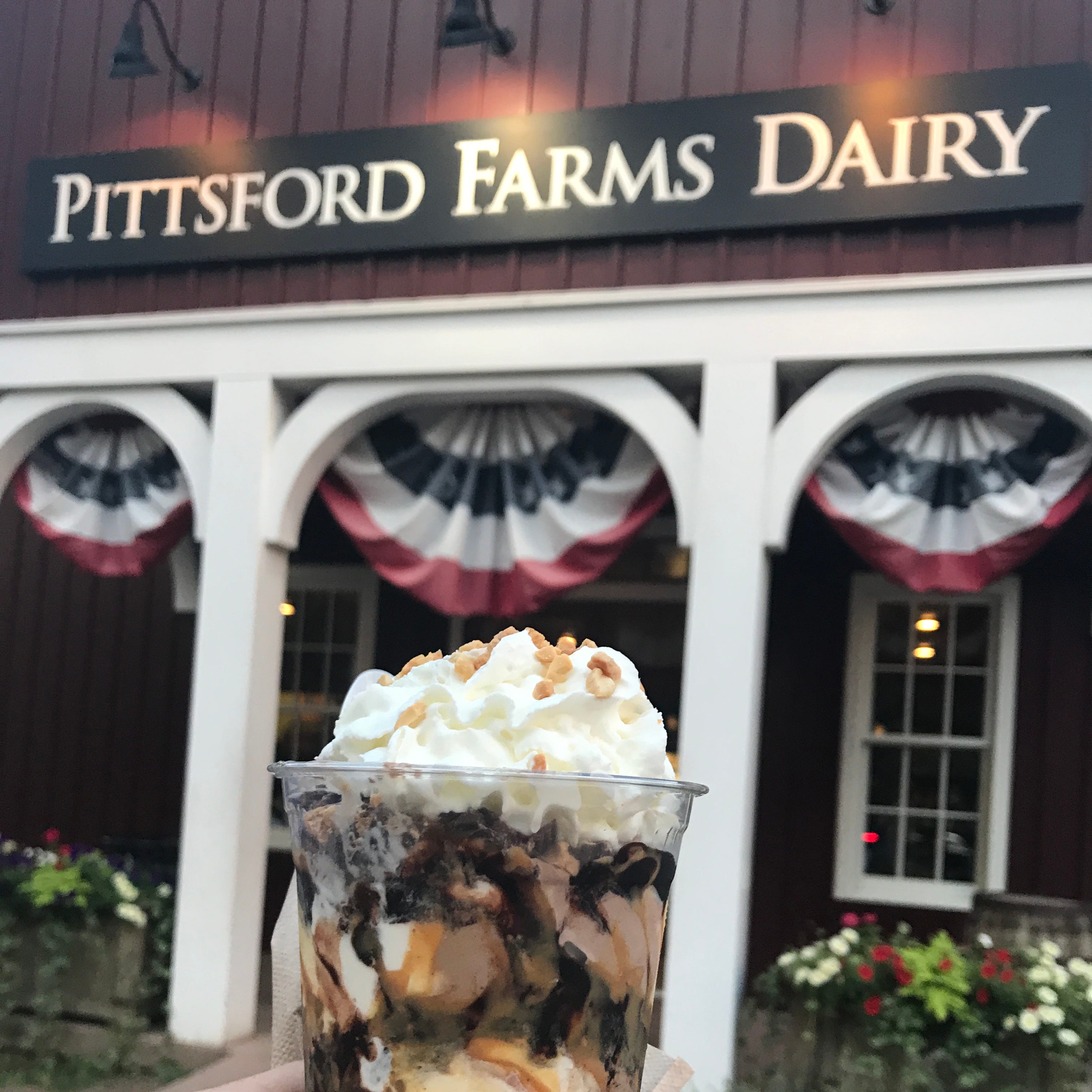 A peanut butter cup sundae is one of the many treats served at Pittsford Farms Dairy.