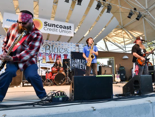 The Harlis Sweetwater Band had everyone on their feet during the Bonita Blues Festival held at Riverside Park in Bonita Springs, Friday March 9.