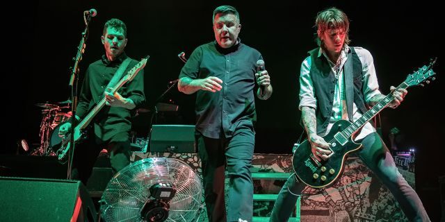 Kevin Rheault, Ken Casey and James Lynch of Dropkick Murphys perform on stage at Oslo Spektrum in Oslo, Norway. 