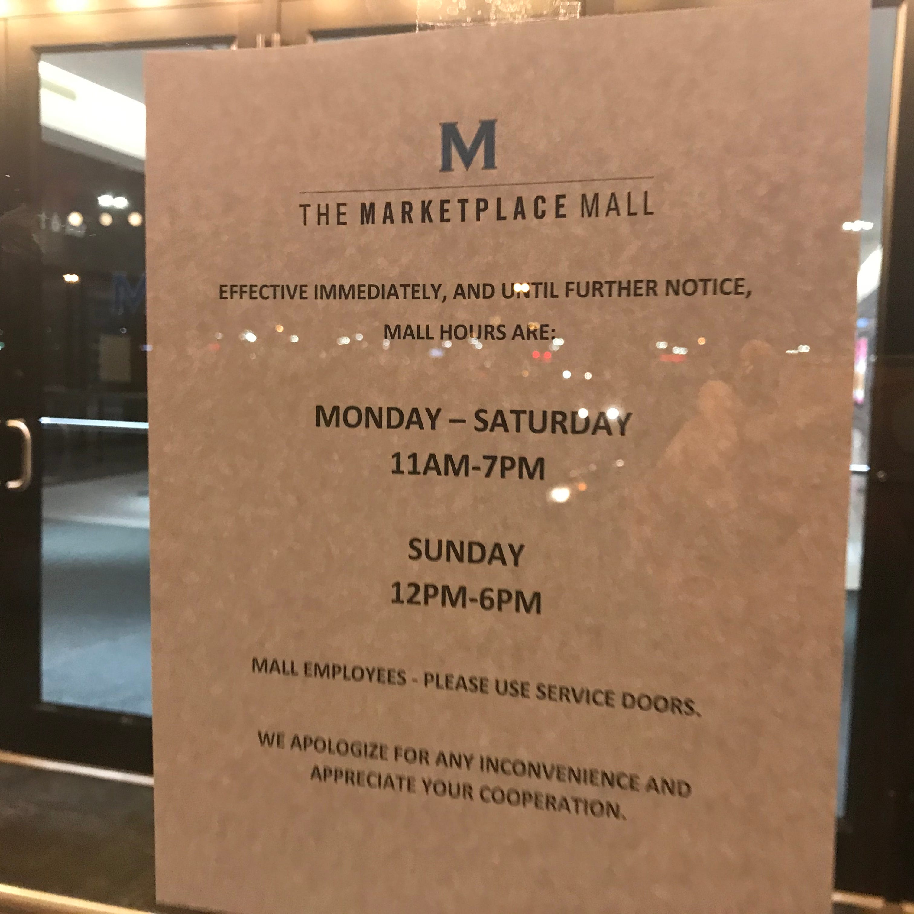 Area Malls have new schedules.