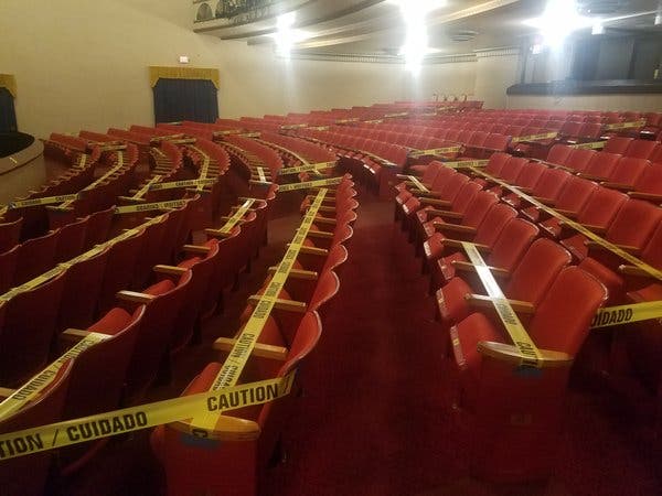 Seating area at Temple Live in Fort Smith, Ark., where concertgoers will be separated from each other to maintain social distancing.