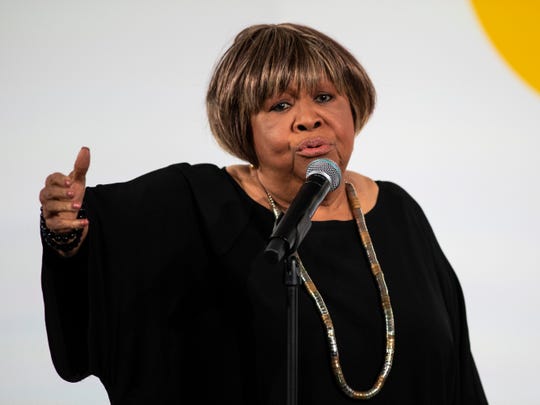 In a Tuesday, Oct. 29, 2019 file photo, Mavis Staples performs during the Obama Foundation Summit at the Illinois Institute of Technology in Chicago.