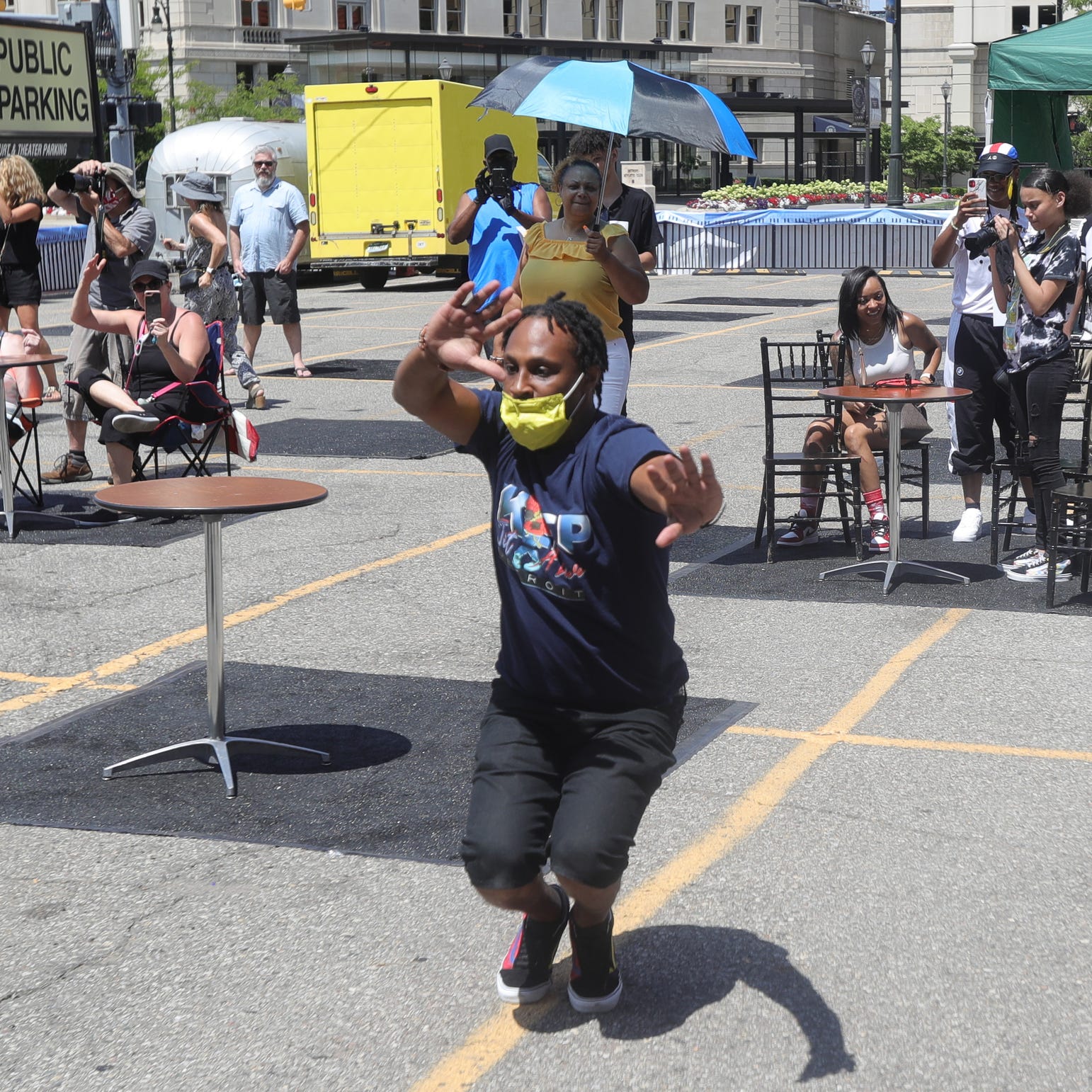 Dancer King L 1, a member of LongLiveJit, at the Detroit Music Weekend festival on July 25, 2020.