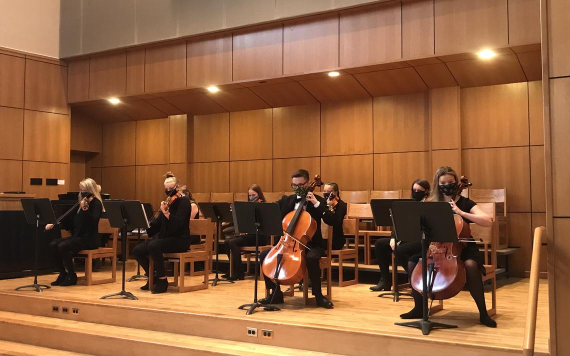 The Apollo strings group plays a vigil service Aug. 20 at St. Joseph's Catholic Church in Moorhead. Special to The Forum