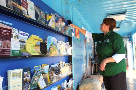 Juanita Morrison organizes the brochures at the visitor centre located at Sydney harbour. The centre is operated by the Port of Sydney and hasn’t been as busy as past years due to the cancellation of the cruise season because of COVID-19 virus. However, Morrison said they are still seeing many visitors from inside the Atlantic bubble, including many people who have not visited this area before. The visitor centre is open seven days a week from 9 a.m.-5 p.m. GREG MCNEIL/CAPE BRETON POST